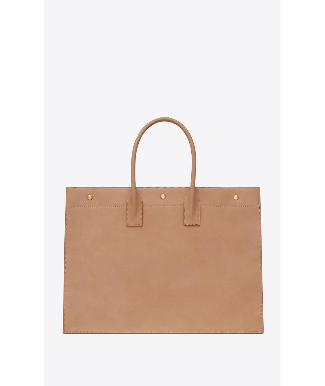 SAINT LAURENT Бежевая кожаная сумка тоут, фото 2