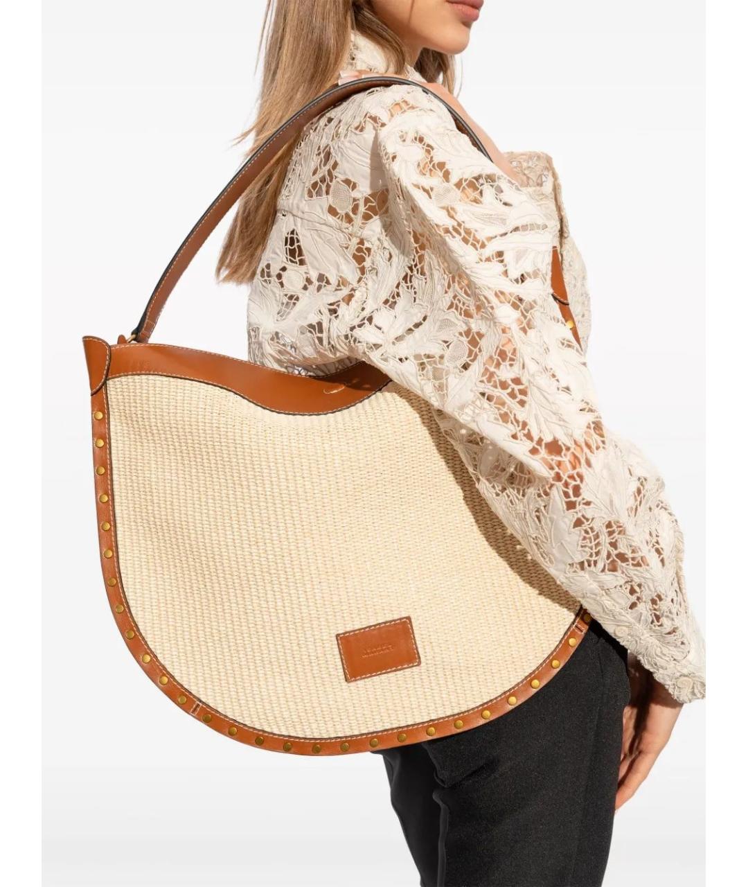 ISABEL MARANT Бежевая хлопковая сумка через плечо, фото 2