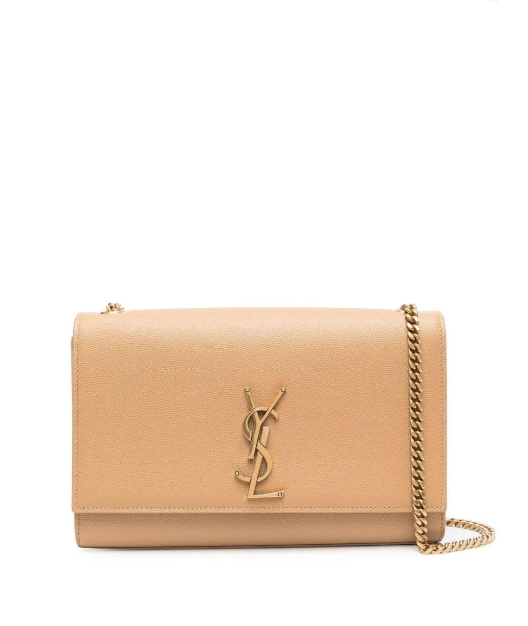 SAINT LAURENT Бежевая кожаная сумка через плечо, фото 1