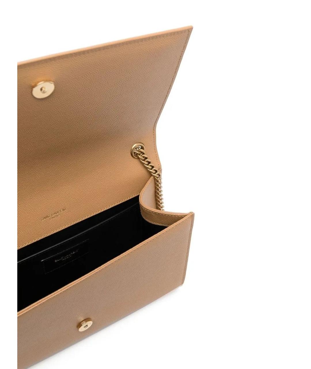 SAINT LAURENT Бежевая кожаная сумка через плечо, фото 5