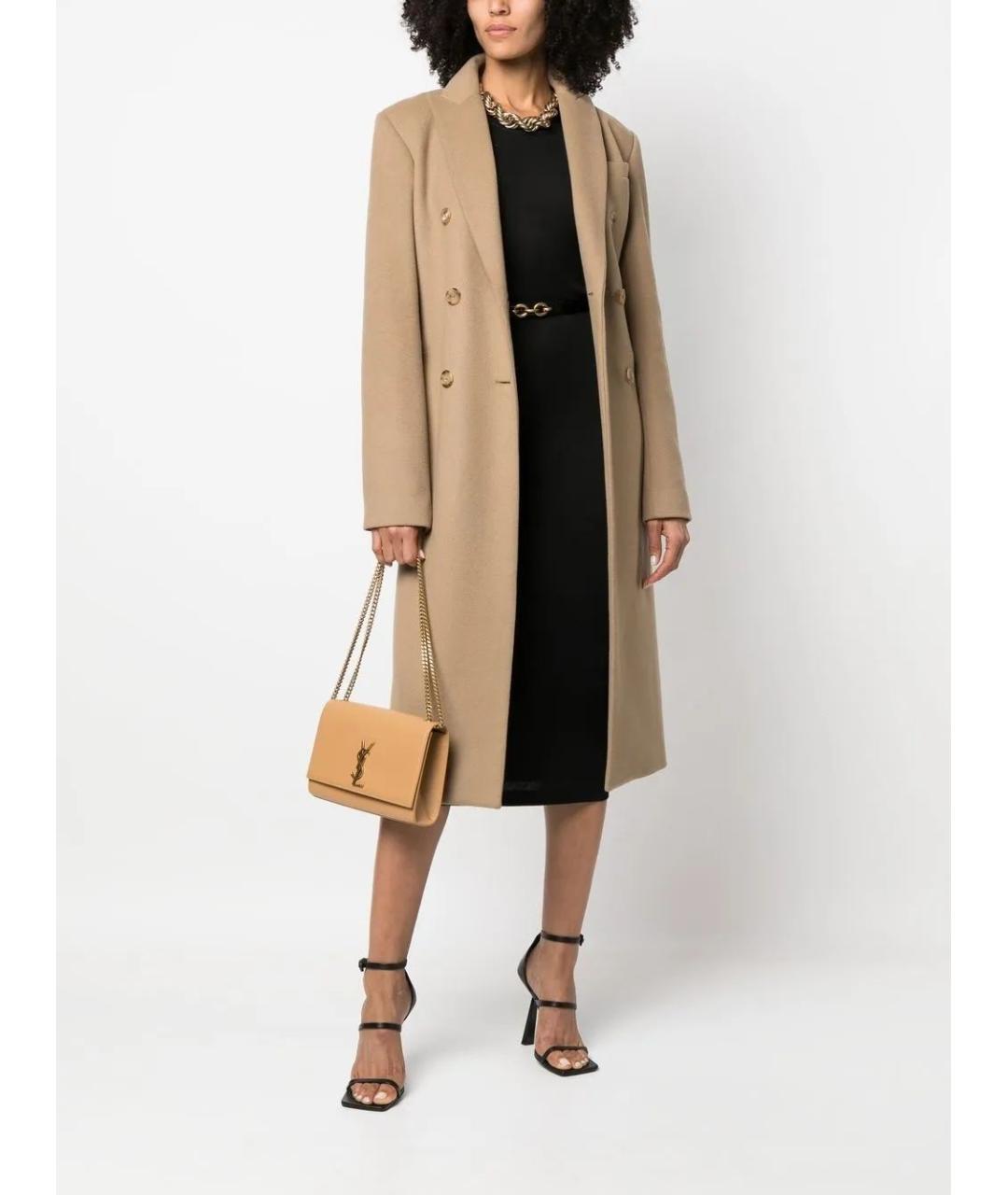 SAINT LAURENT Бежевая кожаная сумка через плечо, фото 2