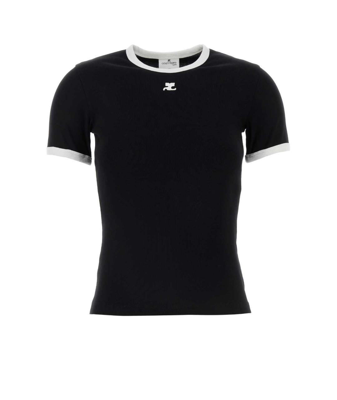 COURREGES Черная хлопковая футболка, фото 1