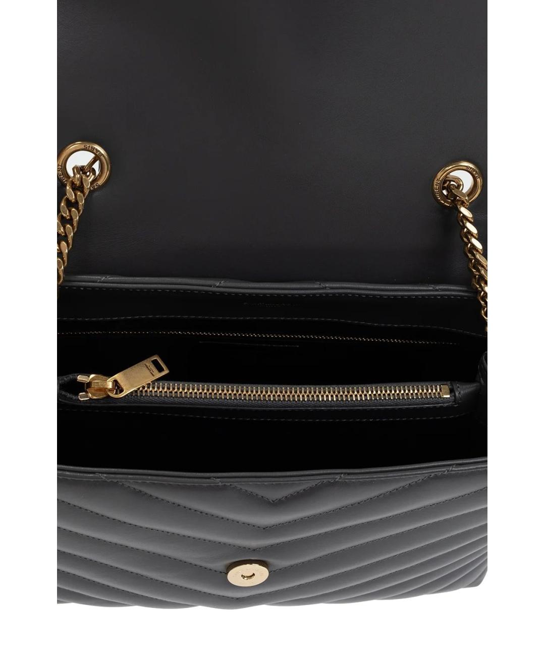 SAINT LAURENT Серая кожаная сумка через плечо, фото 5