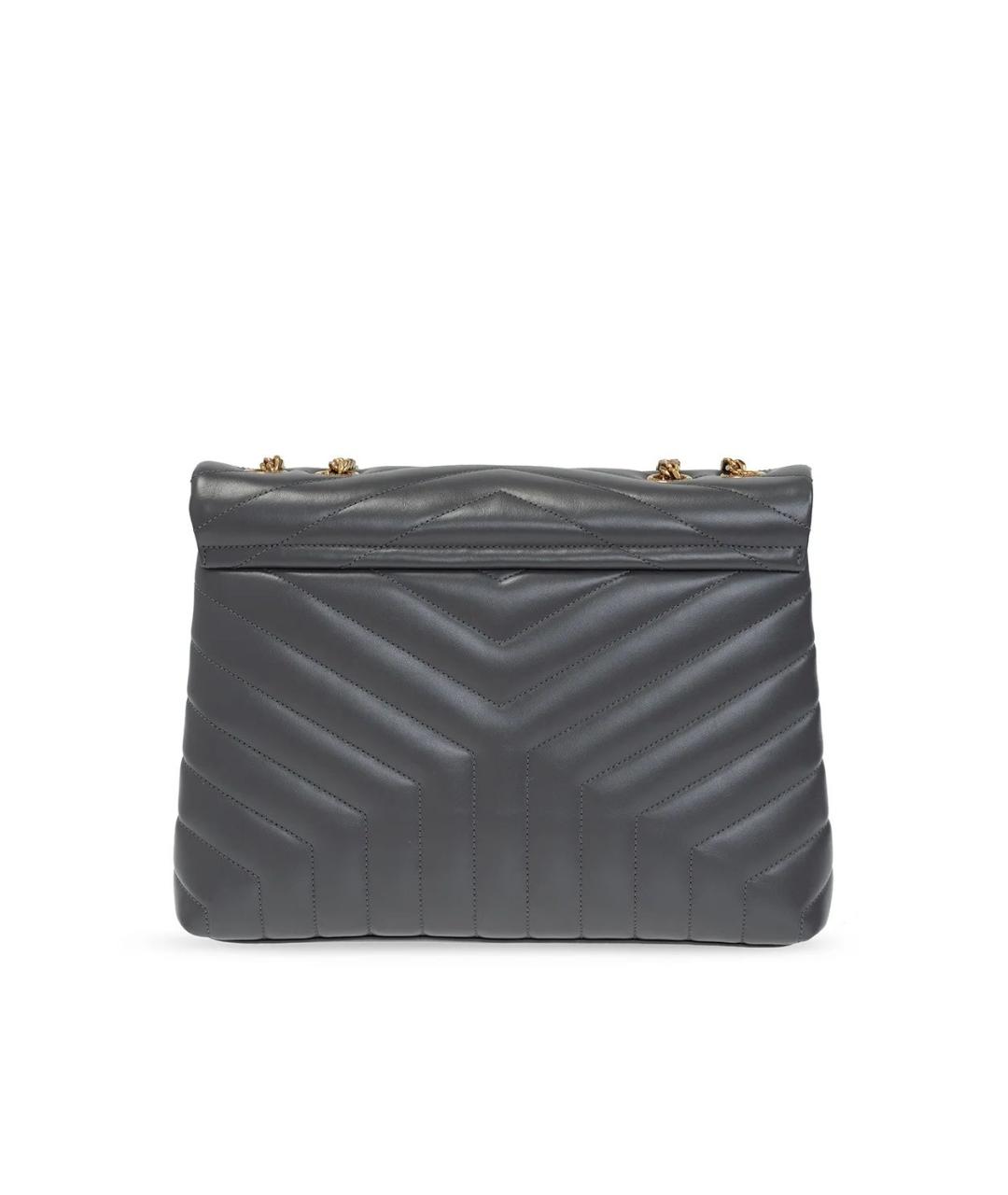 SAINT LAURENT Серая кожаная сумка через плечо, фото 2