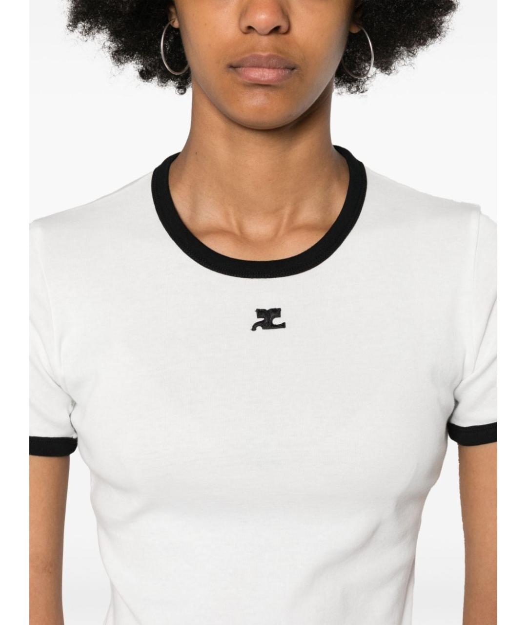COURREGES Белая хлопковая футболка, фото 4