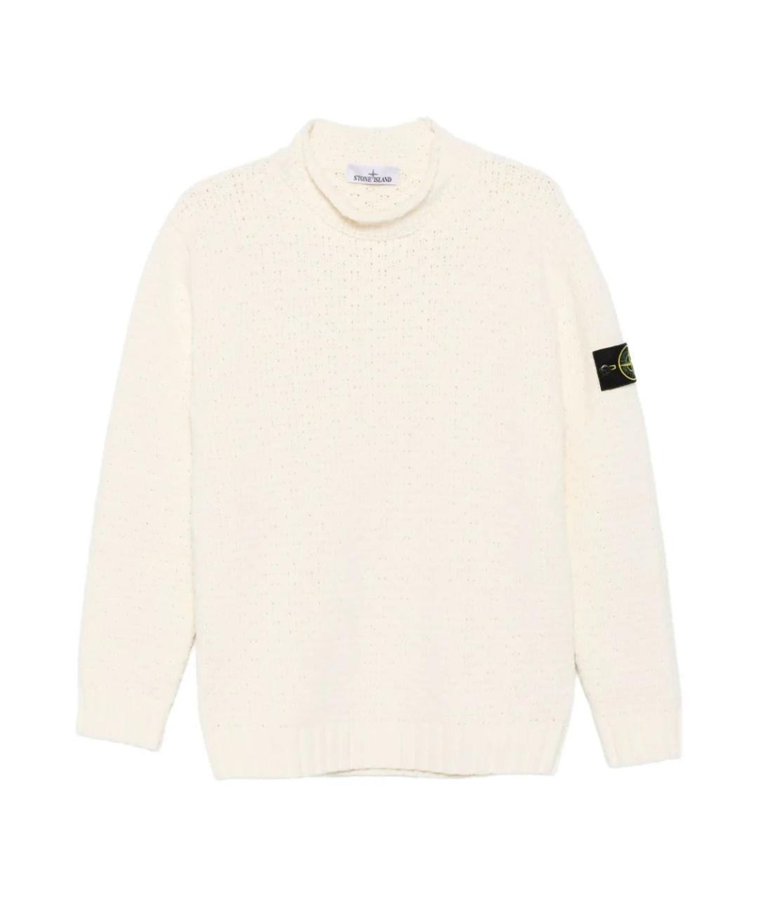 STONE ISLAND Белый хлопковый джемпер / свитер, фото 1