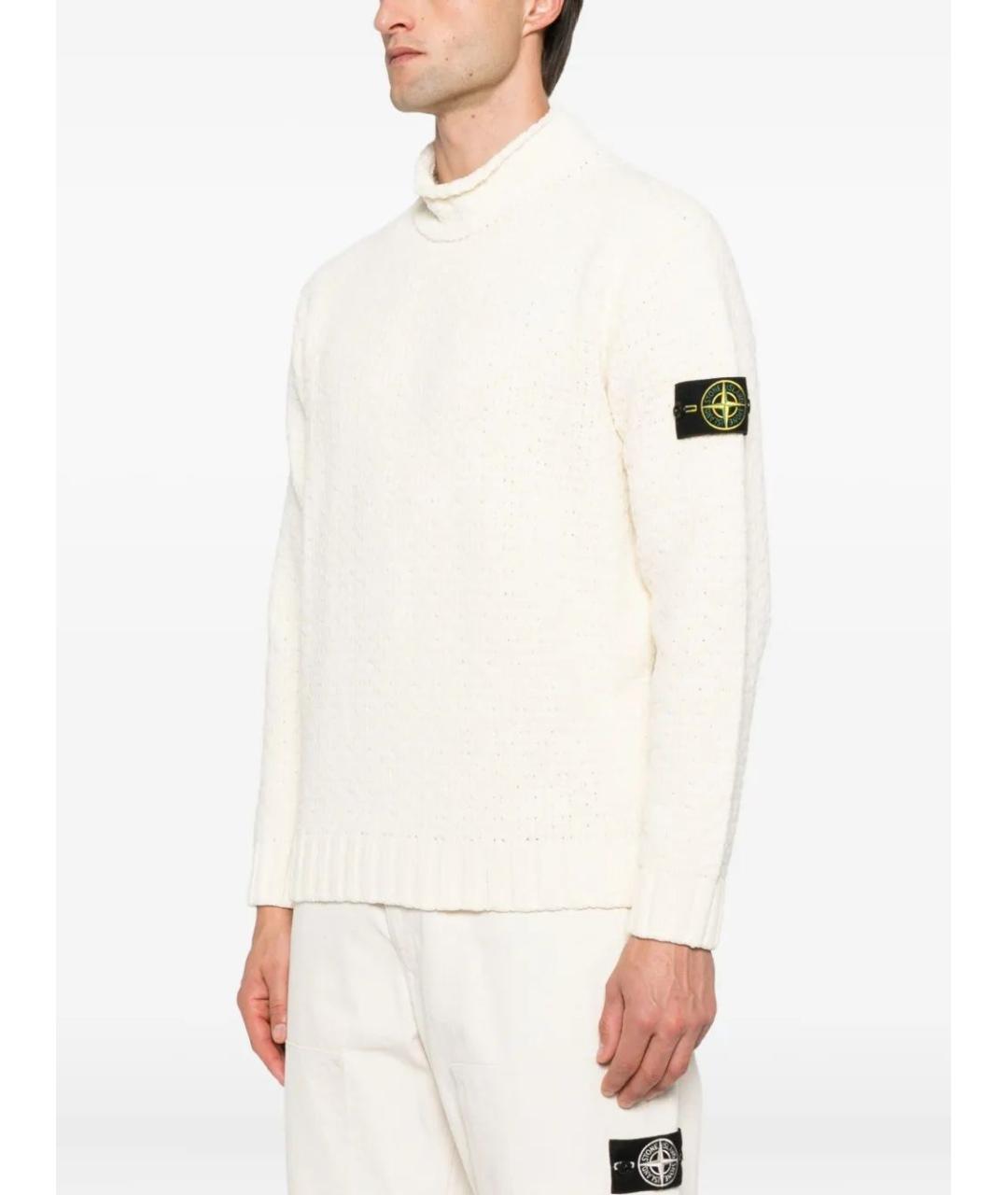 STONE ISLAND Белый хлопковый джемпер / свитер, фото 3