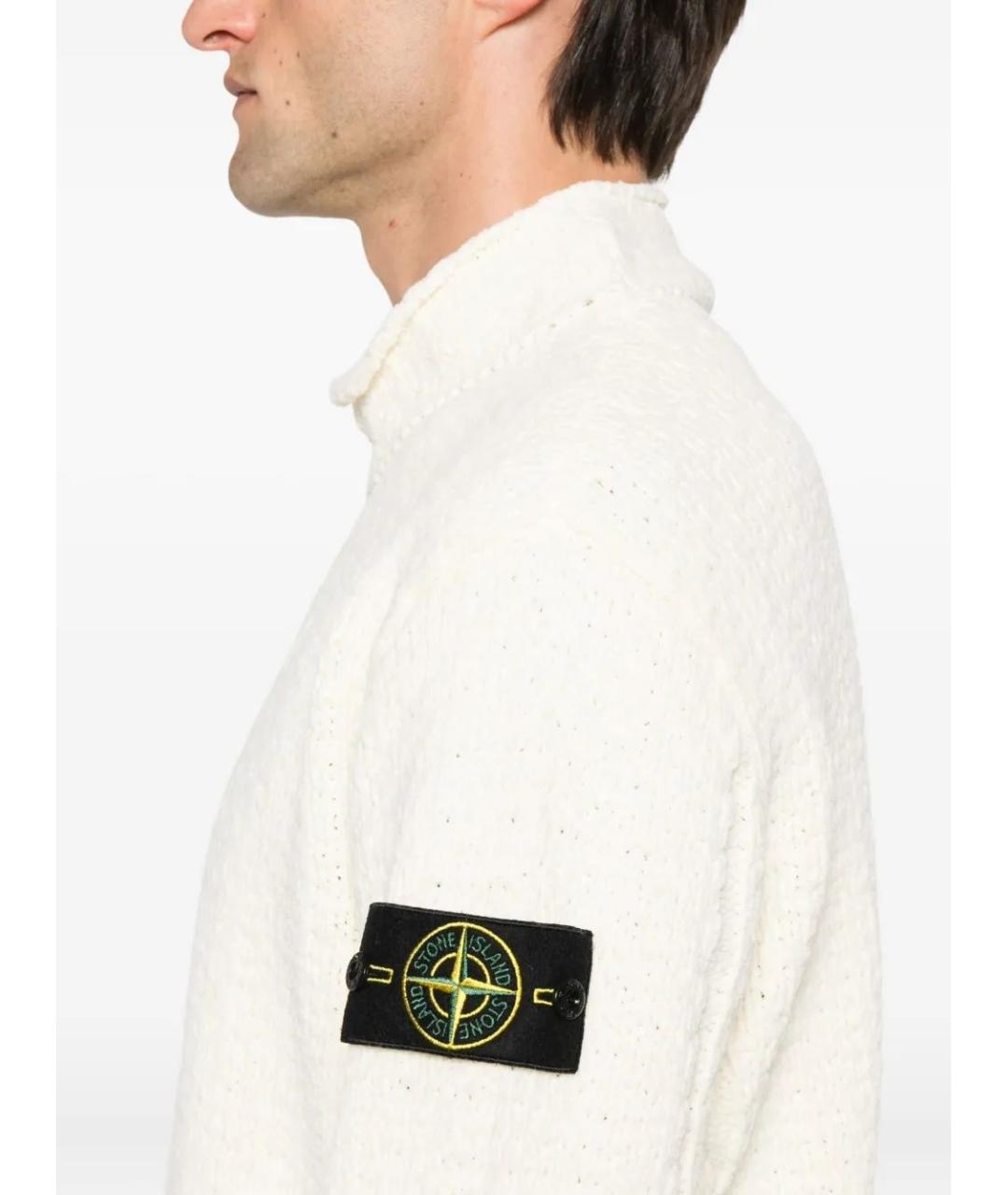 STONE ISLAND Белый хлопковый джемпер / свитер, фото 5