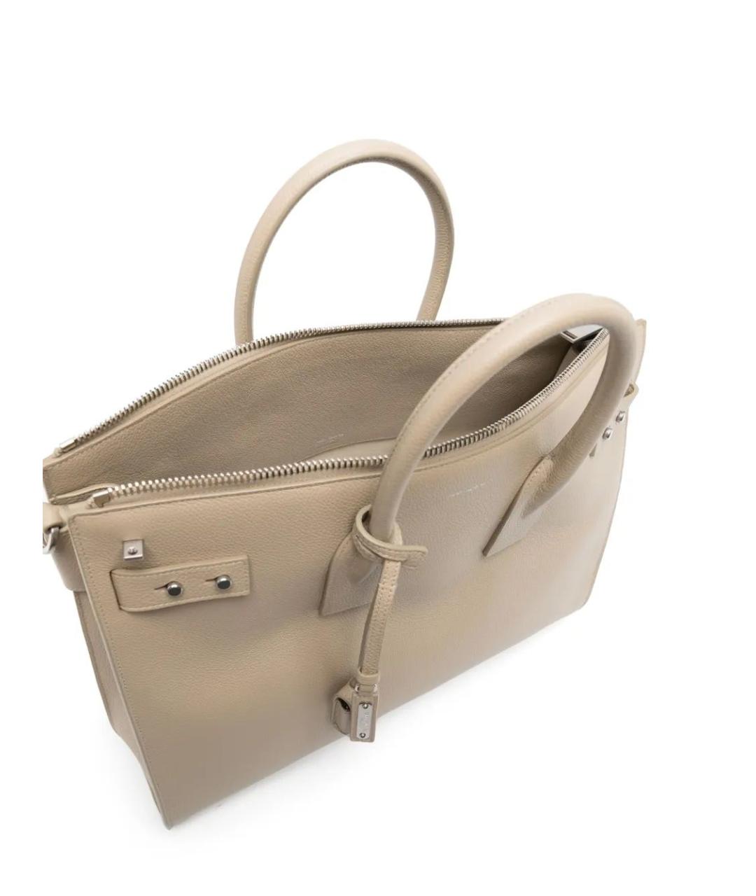 SAINT LAURENT Бежевая кожаная сумка тоут, фото 5