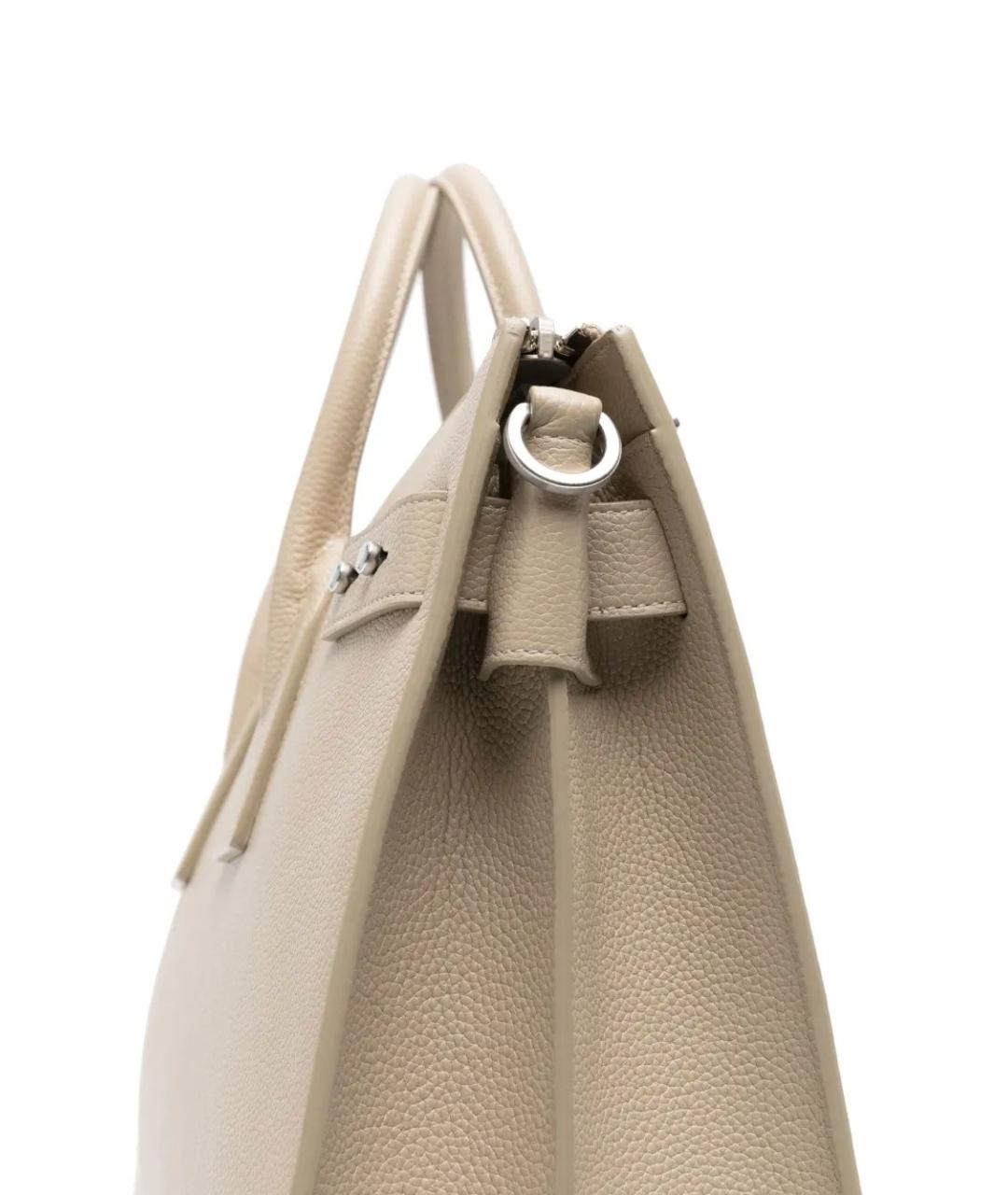 SAINT LAURENT Бежевая кожаная сумка тоут, фото 4