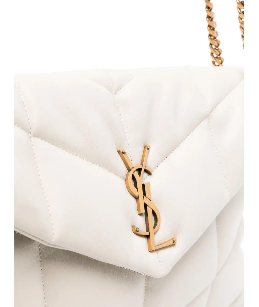 SAINT LAURENT Белая кожаная сумка через плечо, фото 4