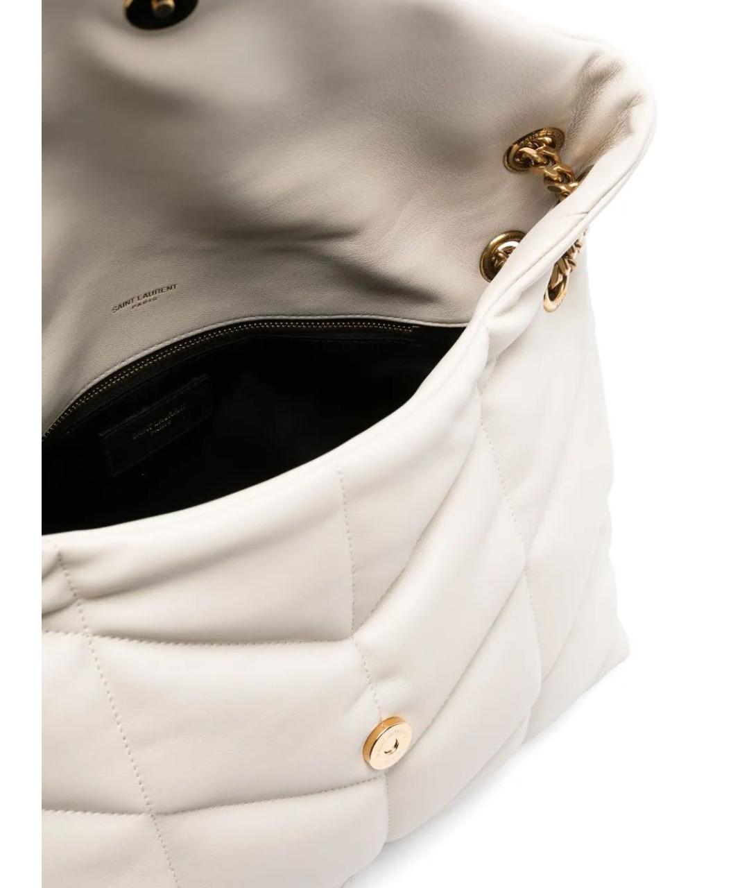 SAINT LAURENT Белая кожаная сумка через плечо, фото 5