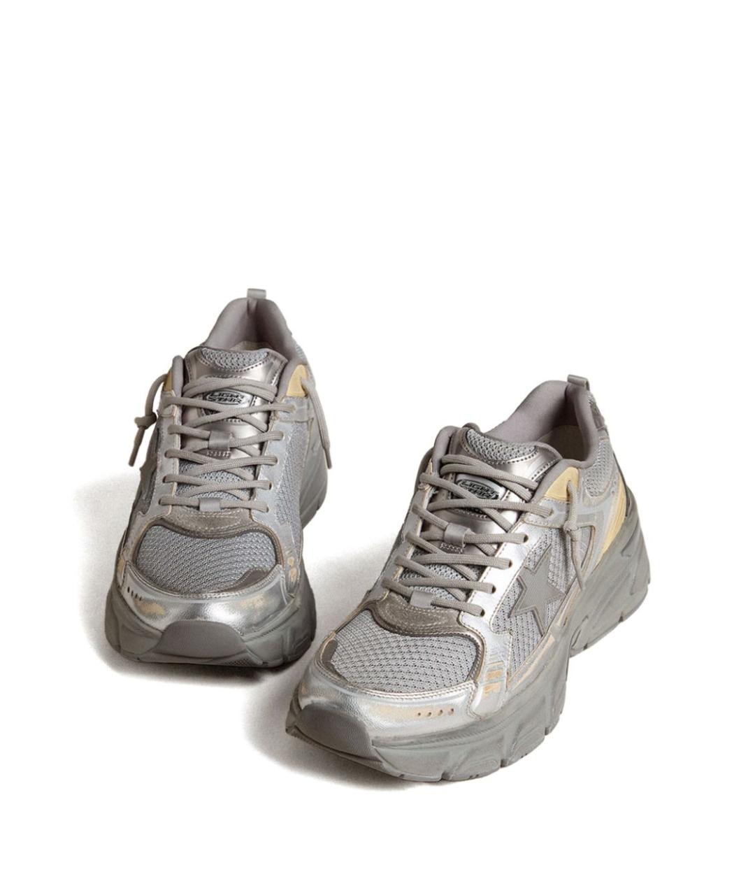 GOLDEN GOOSE DELUXE BRAND Серебряные текстильные низкие кроссовки / кеды, фото 4