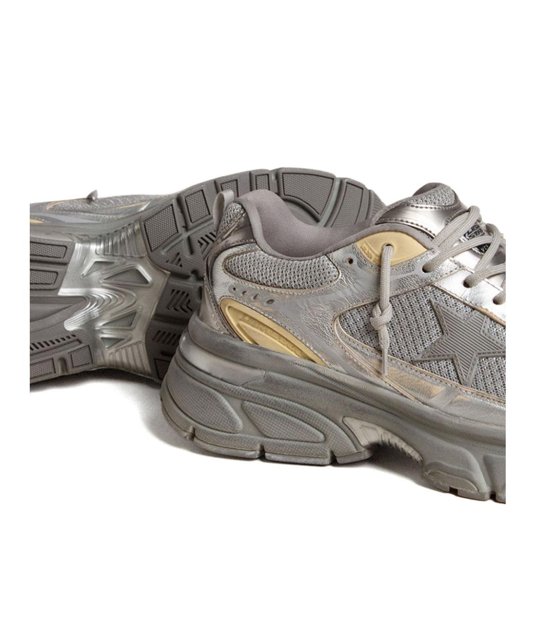 GOLDEN GOOSE DELUXE BRAND Серебряные текстильные низкие кроссовки / кеды, фото 3