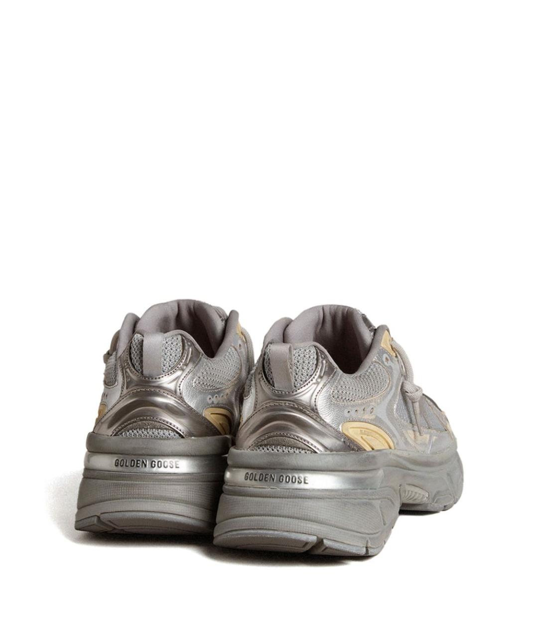 GOLDEN GOOSE DELUXE BRAND Серебряные текстильные низкие кроссовки / кеды, фото 2