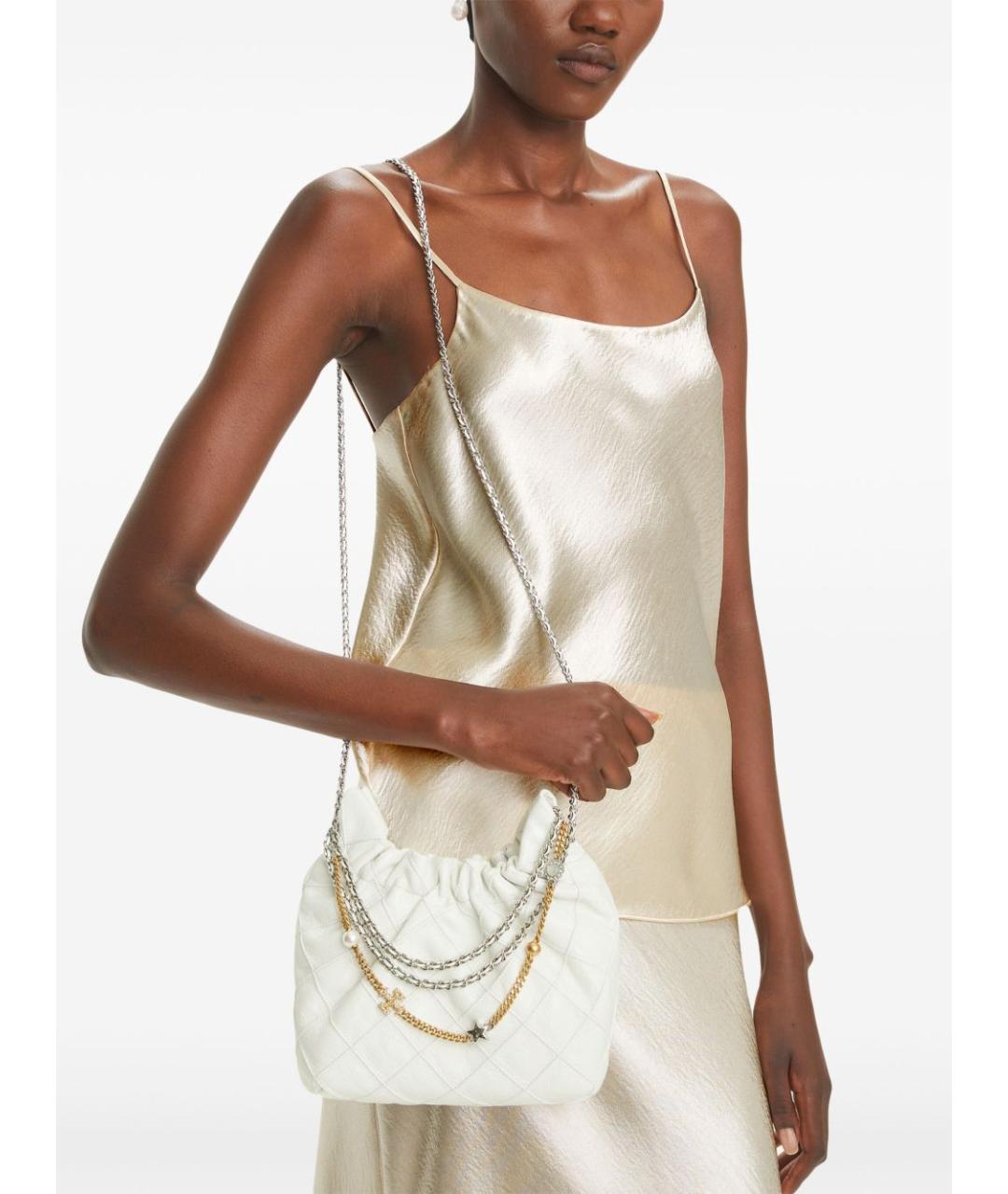 TORY BURCH Белая кожаная сумка с короткими ручками, фото 5