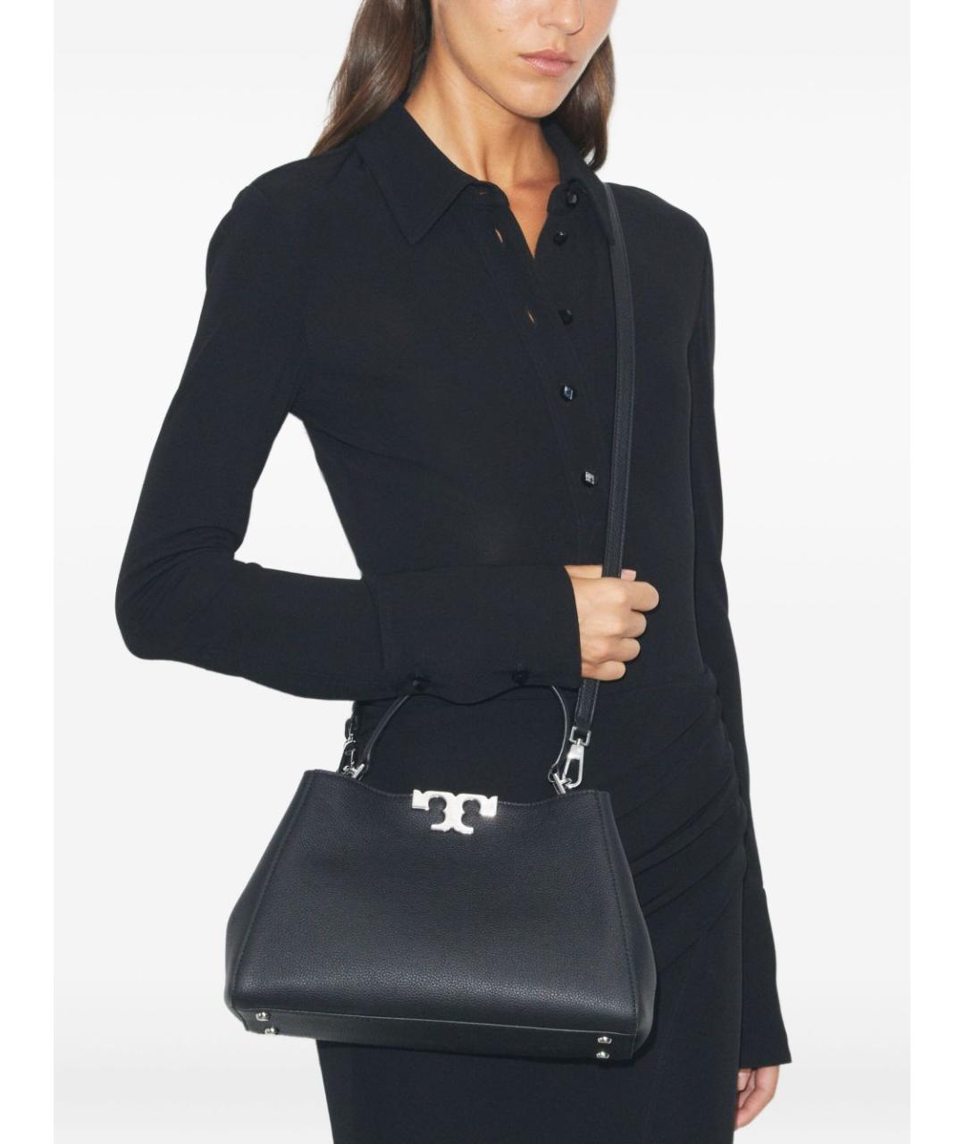 TORY BURCH Черная кожаная сумка тоут, фото 5