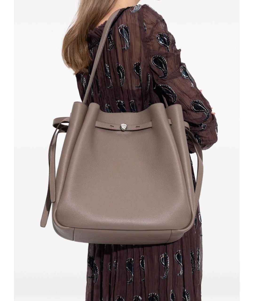 TORY BURCH Серая кожаная сумка через плечо, фото 5