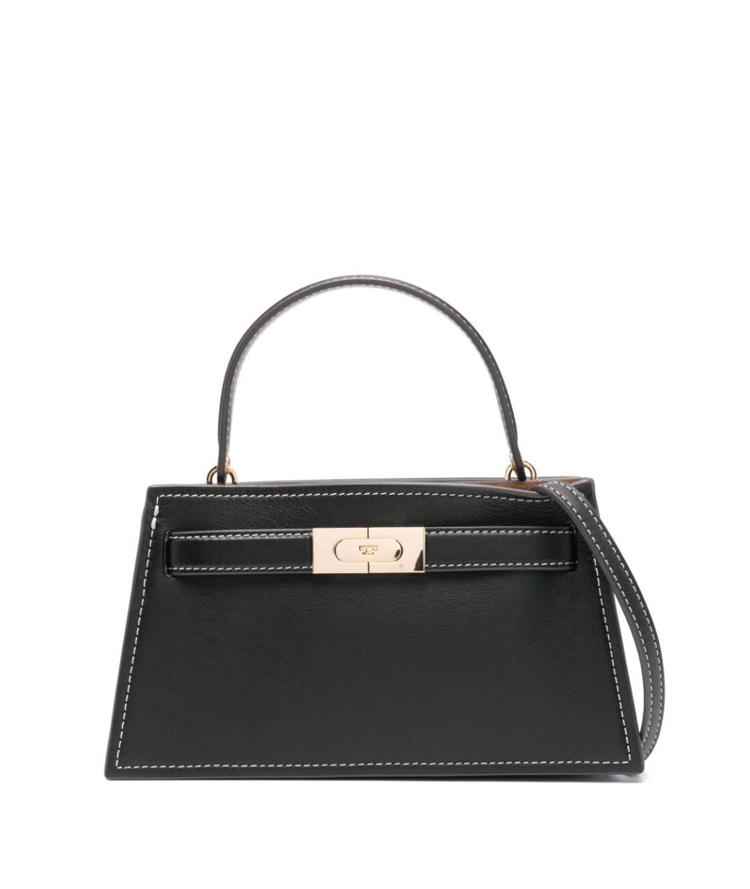 TORY BURCH Черная кожаная сумка с короткими ручками, фото 1