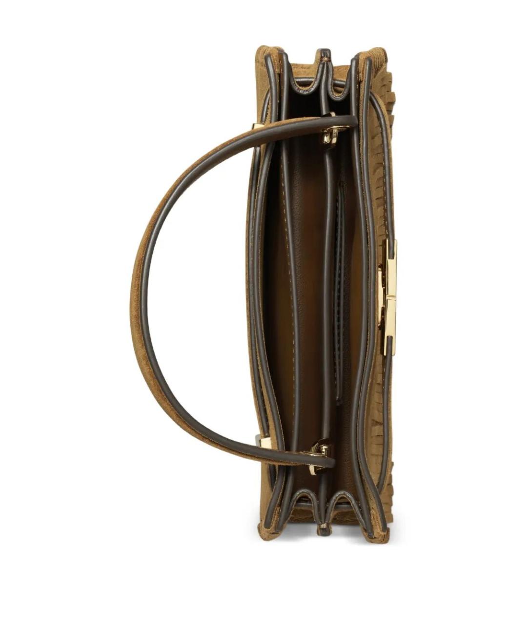 TORY BURCH Коричневая кожаная сумка с короткими ручками, фото 4