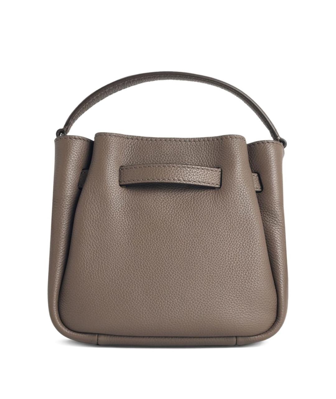 TORY BURCH Серая кожаная сумка с короткими ручками, фото 3