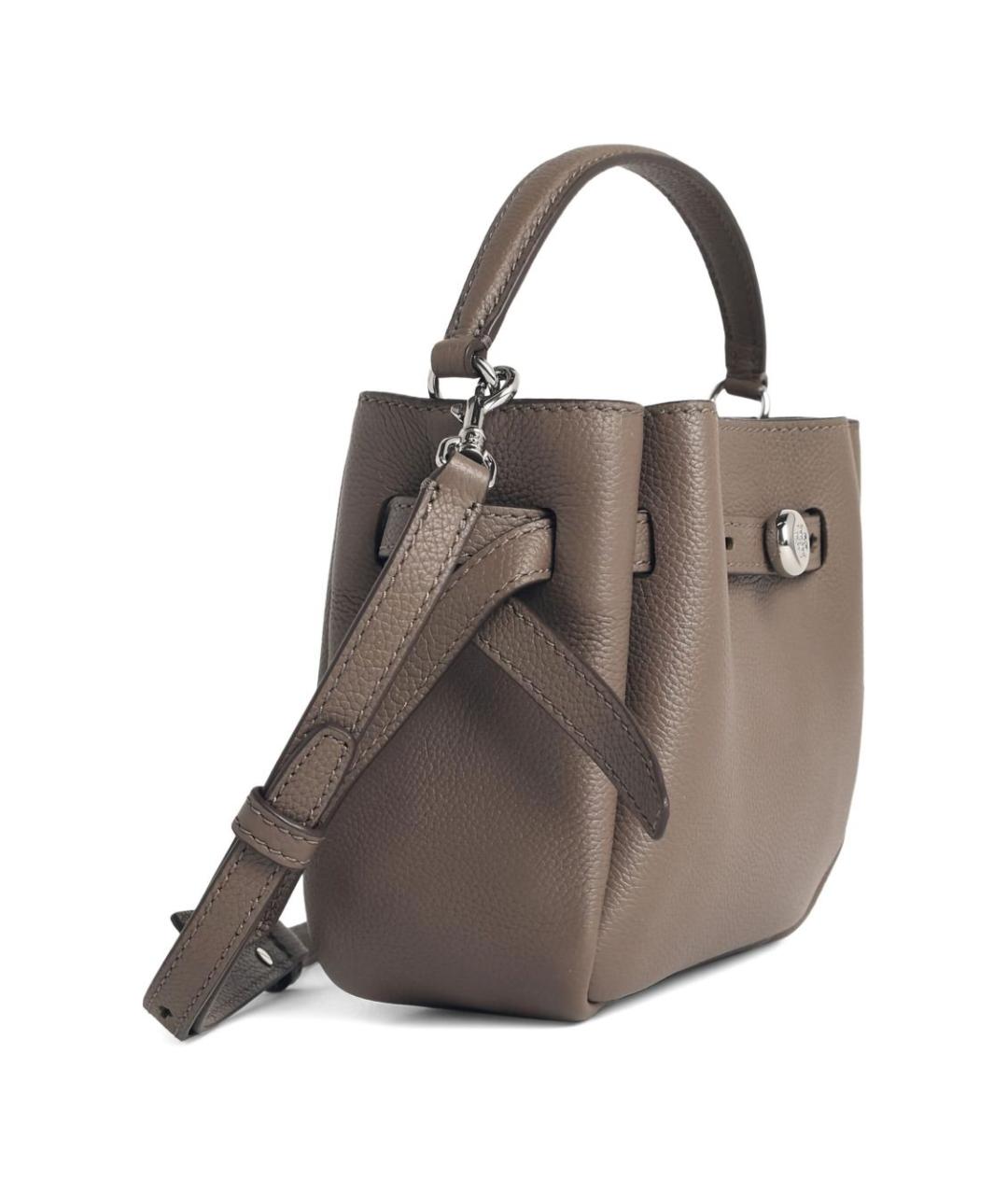 TORY BURCH Серая кожаная сумка с короткими ручками, фото 2