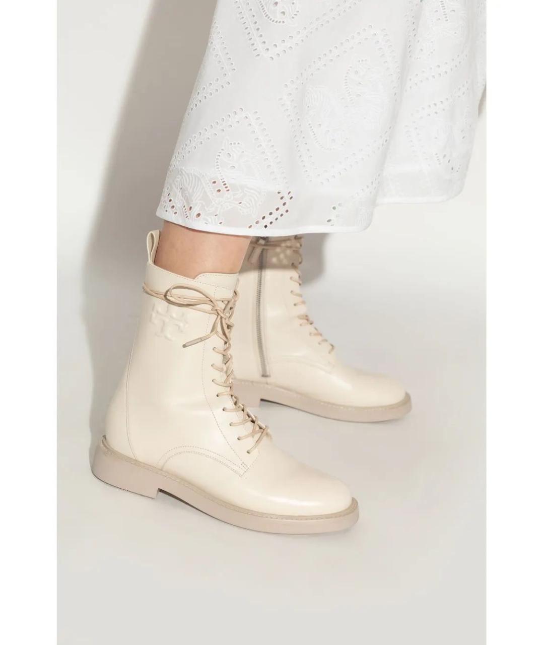 TORY BURCH Белые кожаные ботинки, фото 2