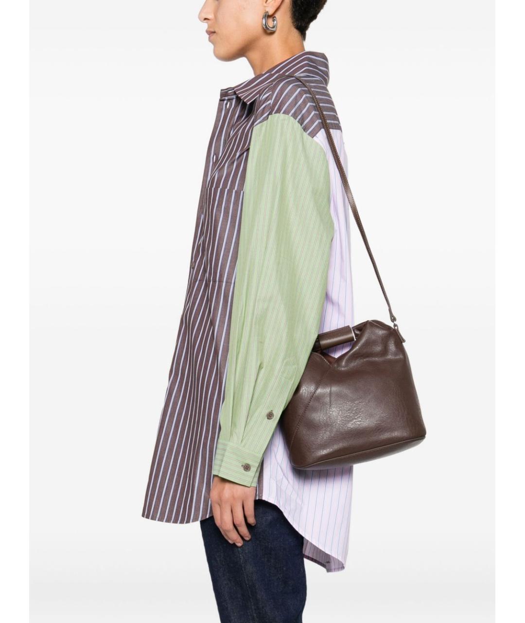 MM6 MAISON MARGIELA Коричневая сумка с короткими ручками из искусственной кожи, фото 5