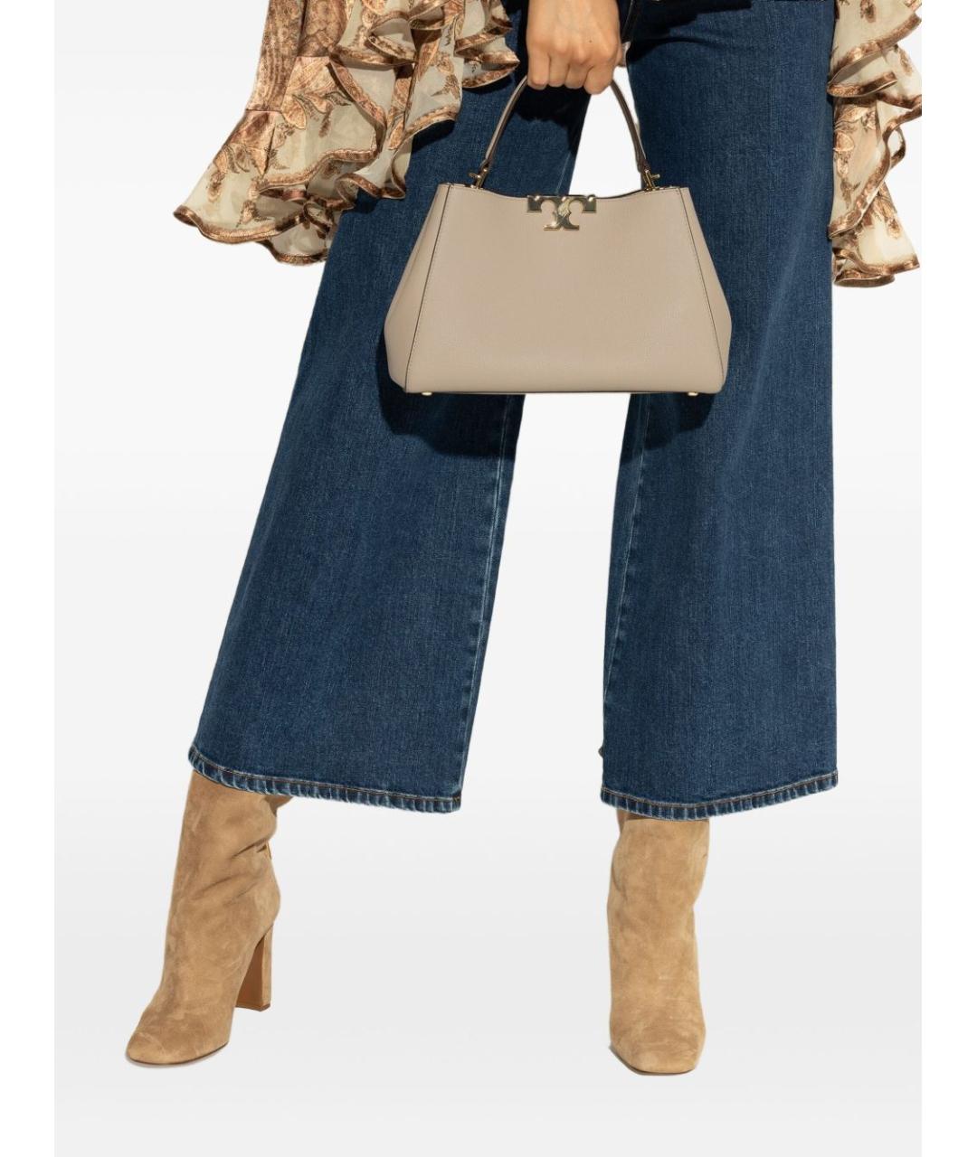 TORY BURCH Бежевая кожаная сумка через плечо, фото 3