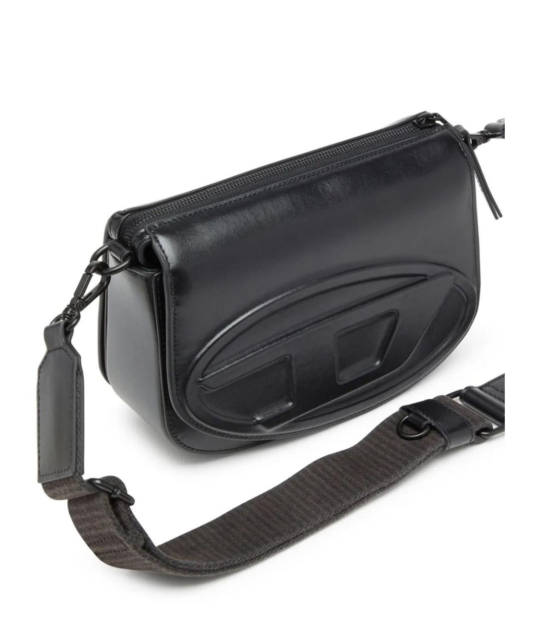 DIESEL Черная кожаная сумка через плечо, фото 5