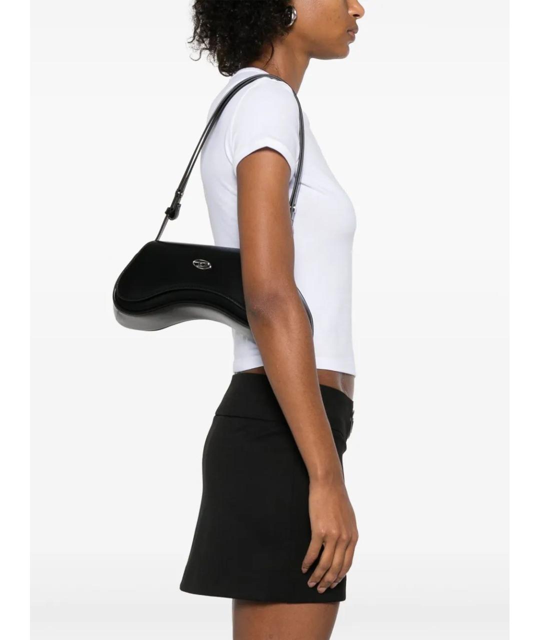 DIESEL Черная кожаная сумка через плечо, фото 2