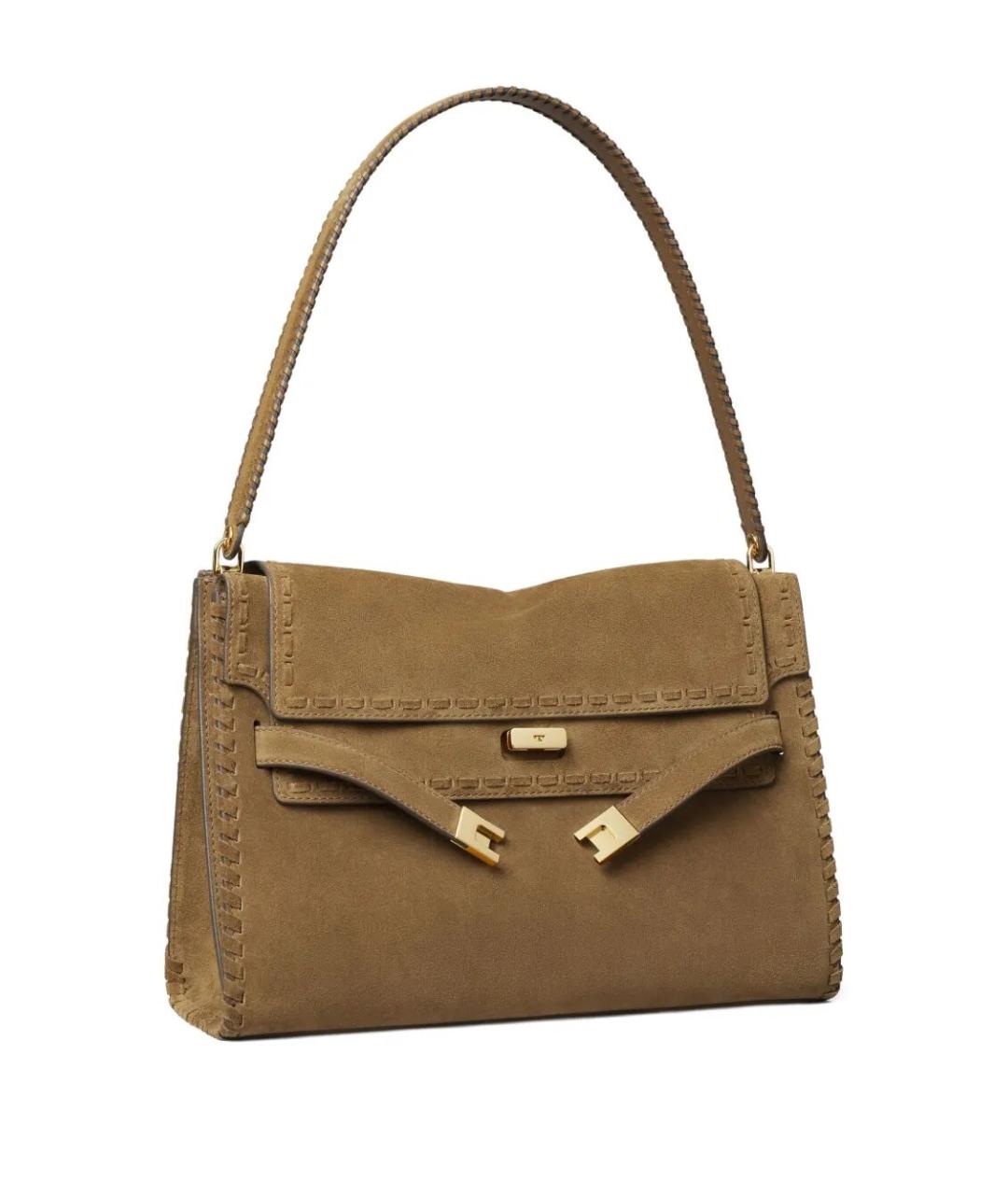 TORY BURCH Коричневая замшевая сумка через плечо, фото 3