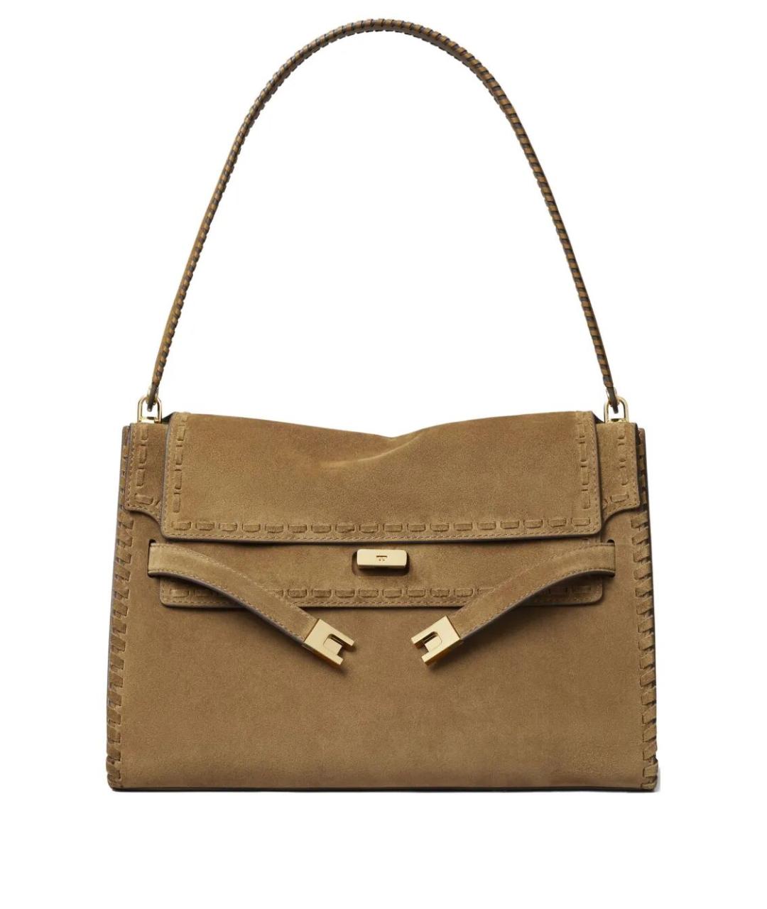 TORY BURCH Коричневая замшевая сумка через плечо, фото 1