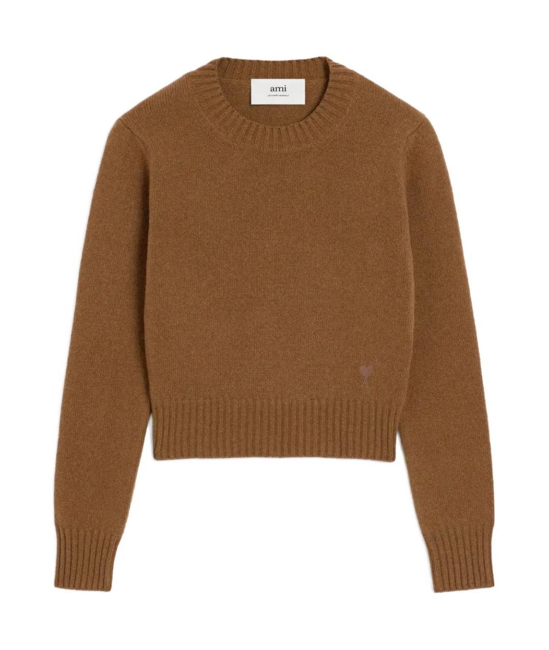 Ami Paris Коричневый кашемировый джемпер / свитер, фото 1