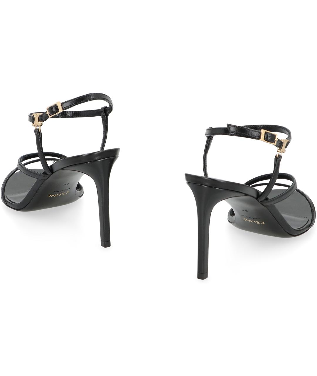 CELINE Черные кожаные босоножки, фото 4