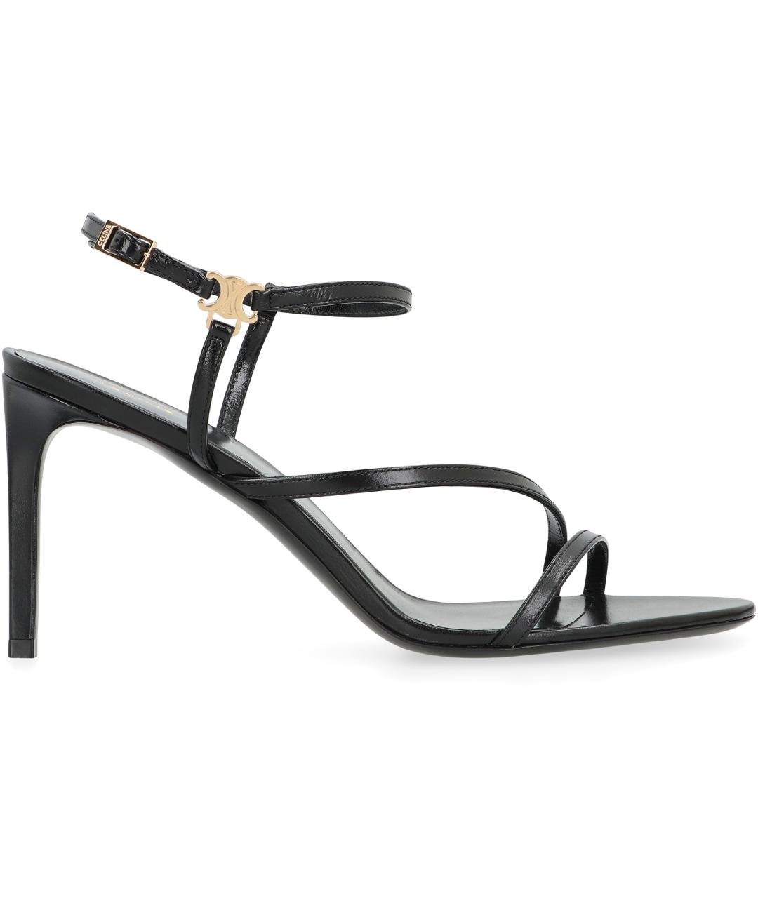 CELINE Черные кожаные босоножки, фото 2