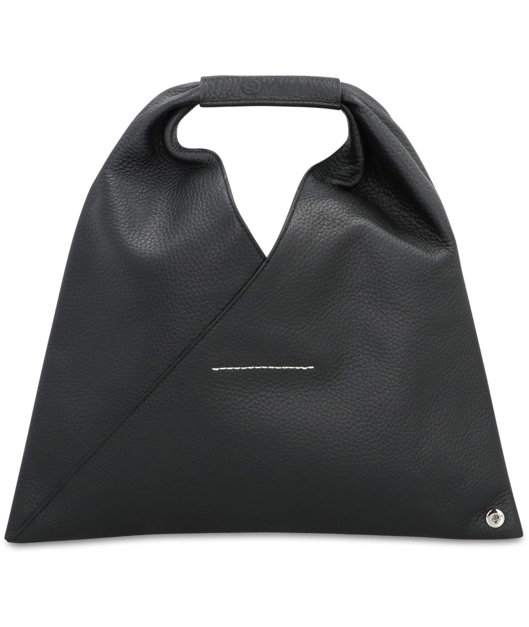 MM6 MAISON MARGIELA Черная кожаная сумка с короткими ручками, фото 4