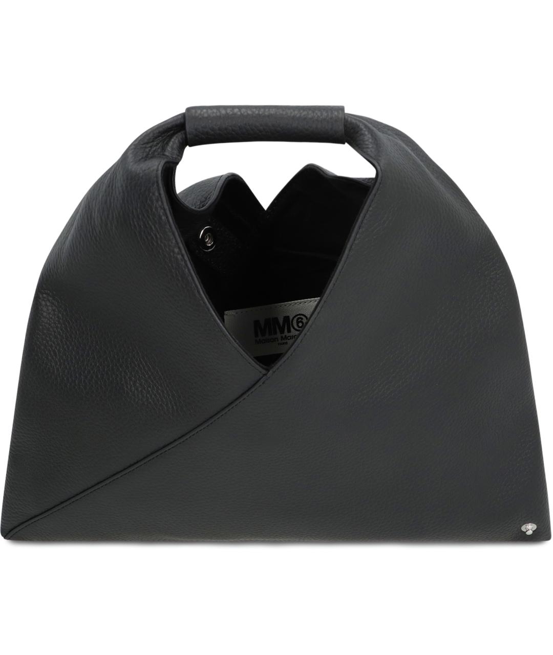 MM6 MAISON MARGIELA Черная кожаная сумка с короткими ручками, фото 5
