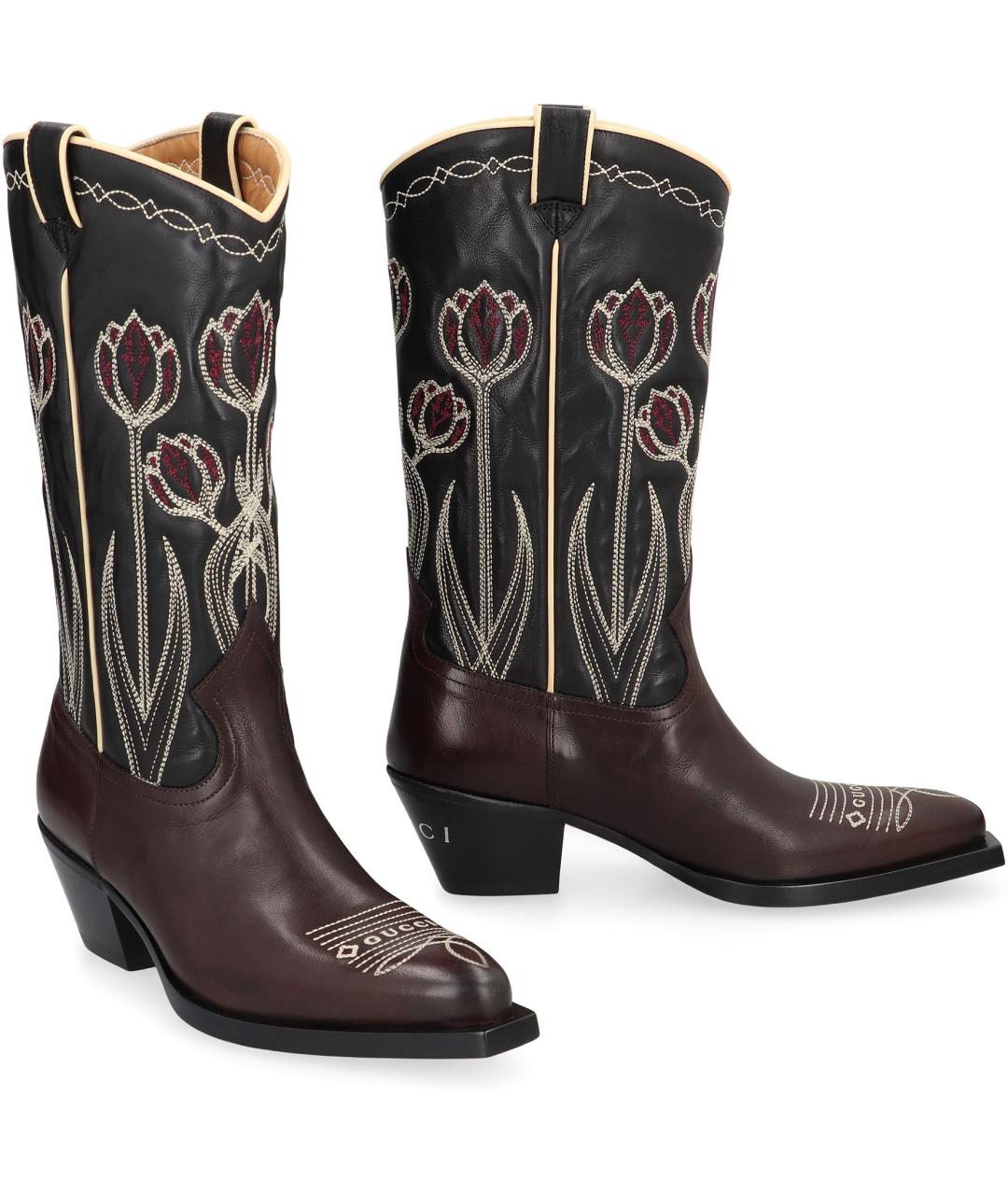 GUCCI Черные кожаные ботинки, фото 3