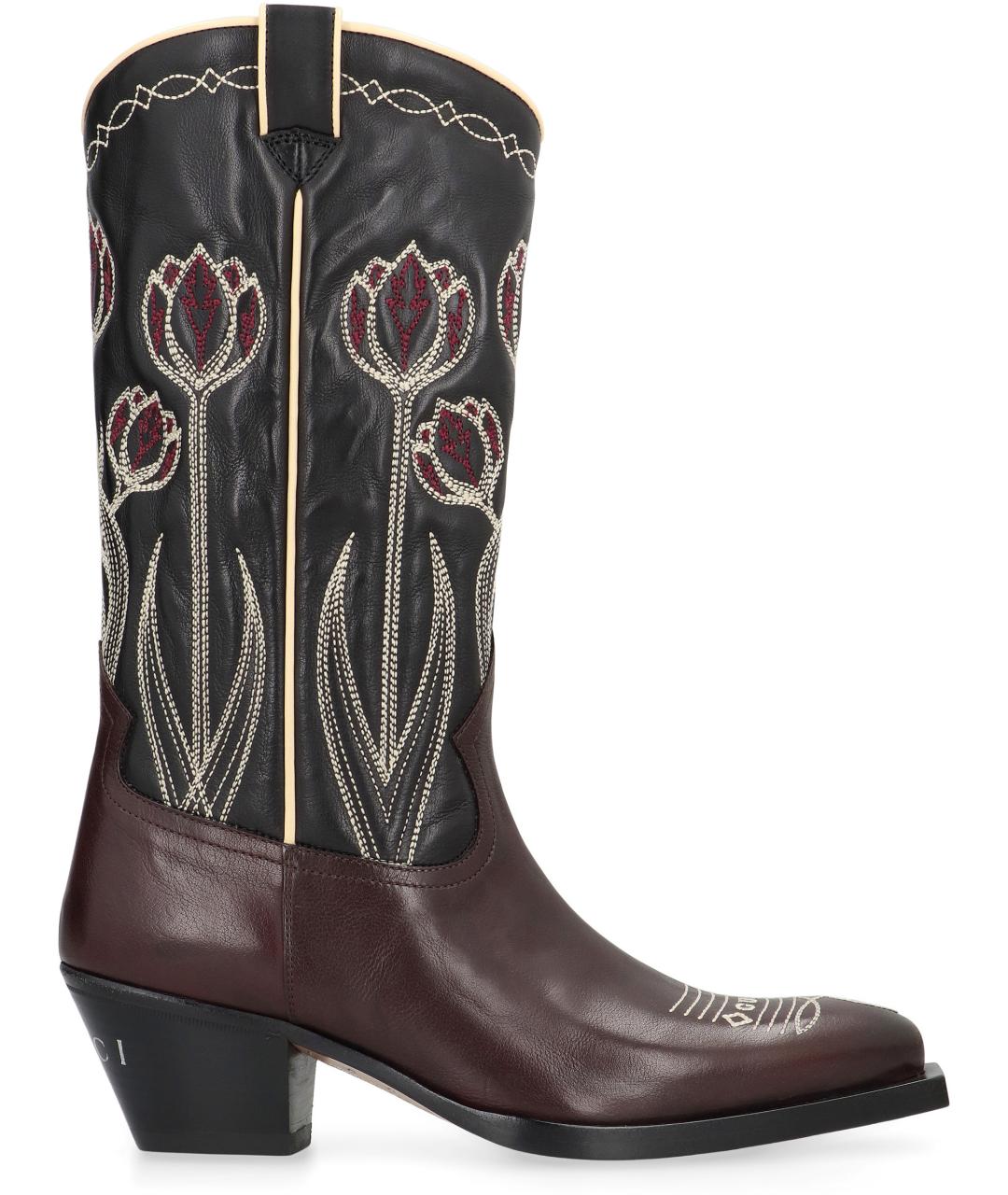 GUCCI Черные кожаные ботинки, фото 2