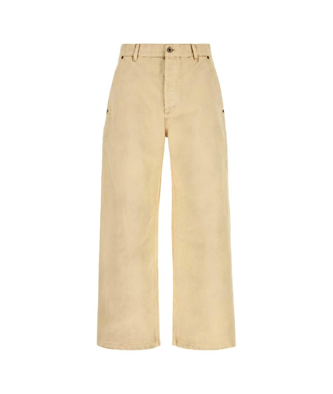 LOEWE Бежевые хлопковые повседневные брюки, фото 1
