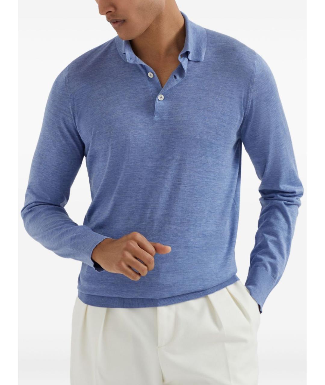 BRUNELLO CUCINELLI Голубой хлопковый джемпер / свитер, фото 4