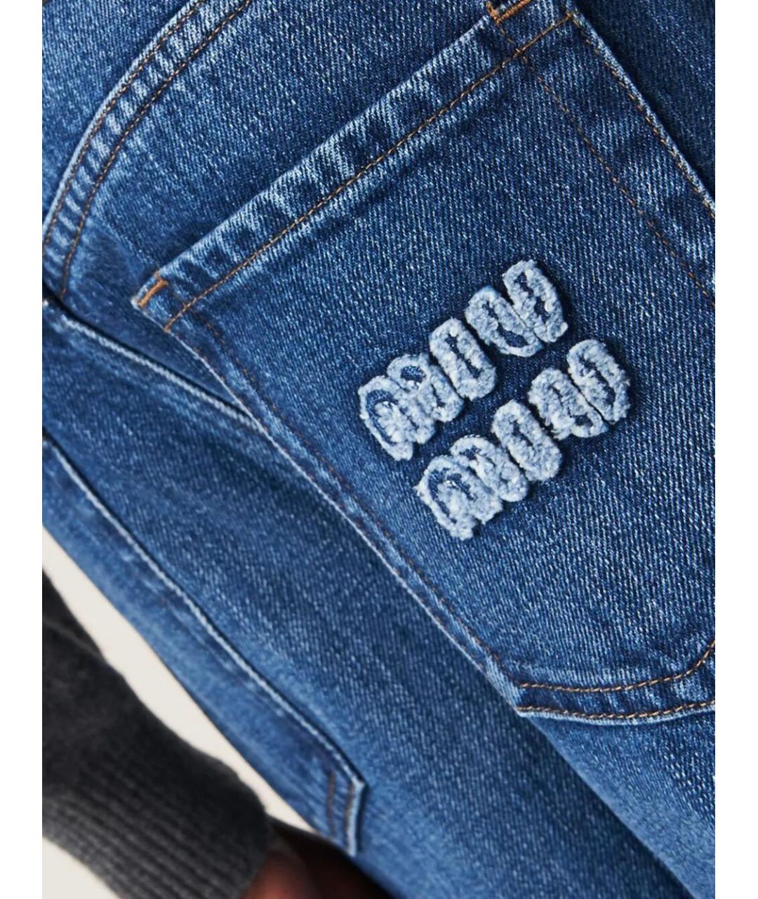 MIU MIU Синие хлопковые прямые джинсы, фото 4