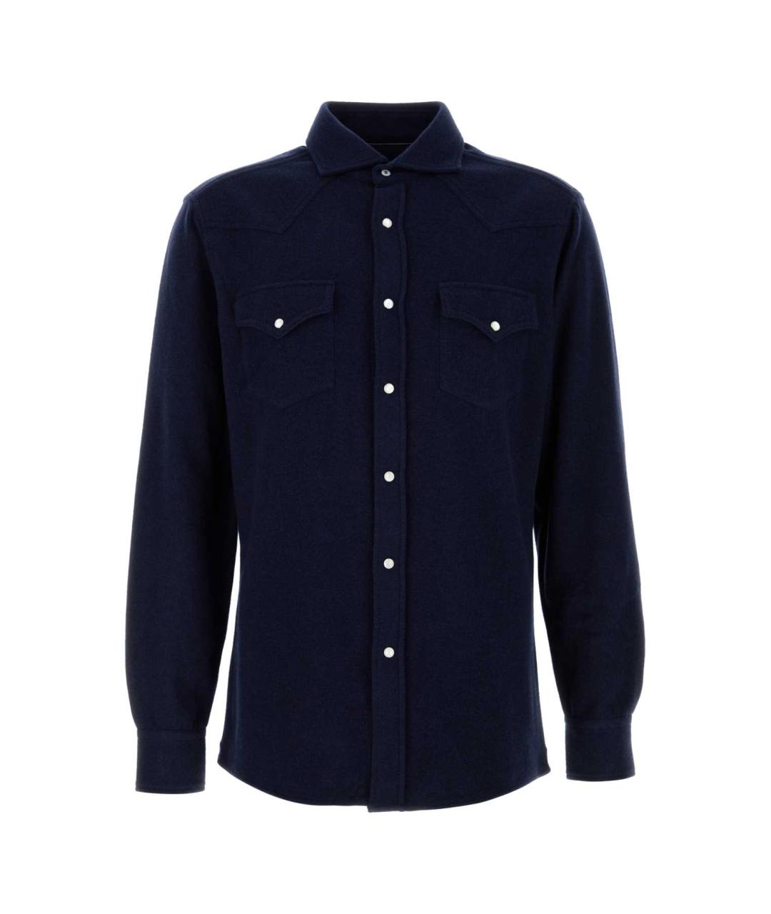 BRUNELLO CUCINELLI Синяя хлопковая кэжуал рубашка, фото 1