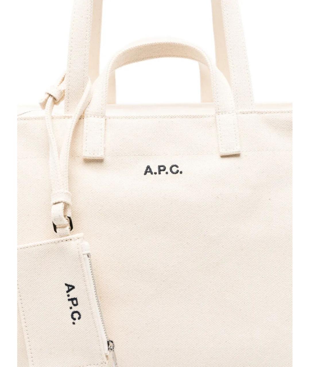 A.P.C. Белая хлопковая сумка тоут, фото 2