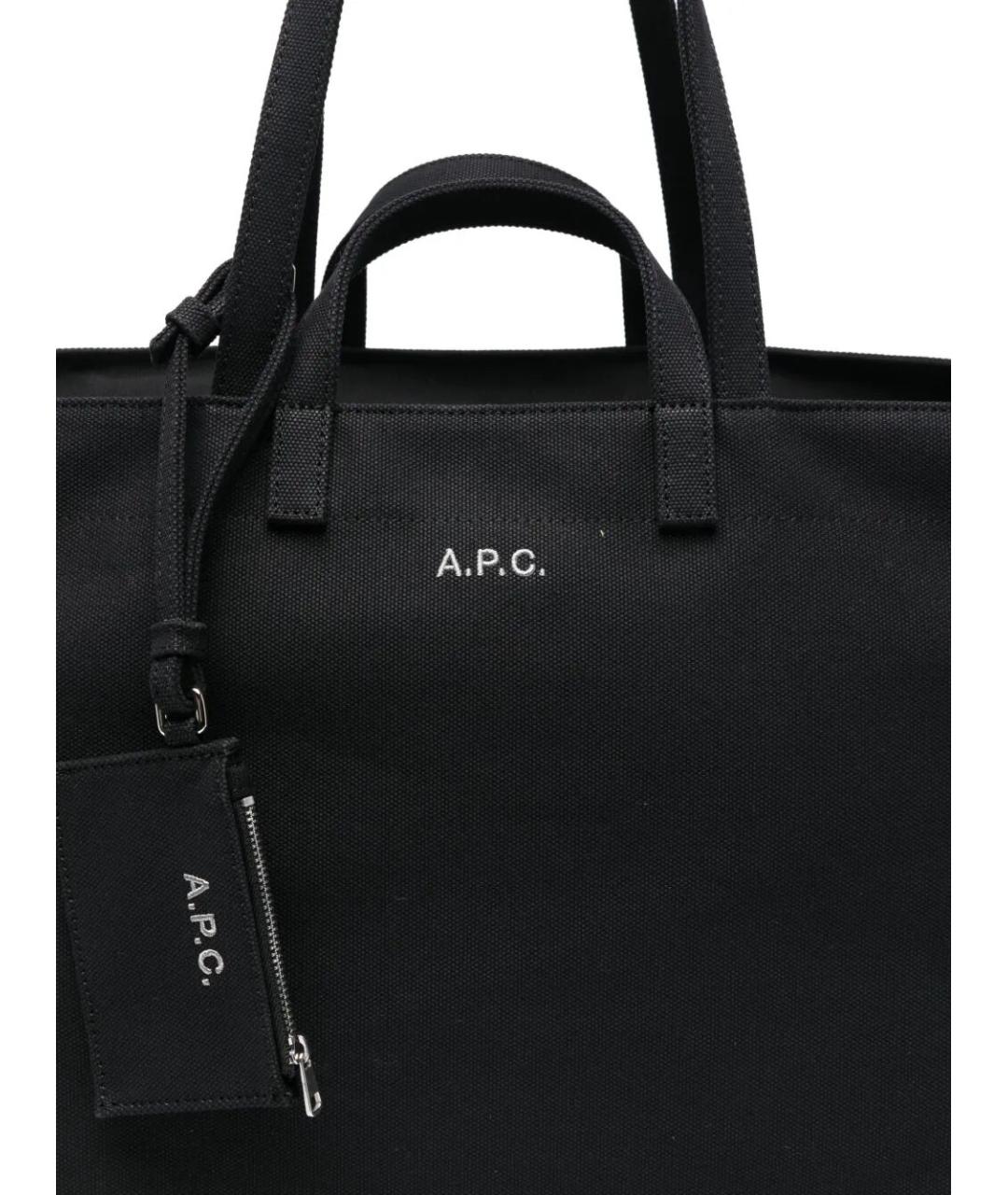 A.P.C. Черная хлопковая сумка тоут, фото 4