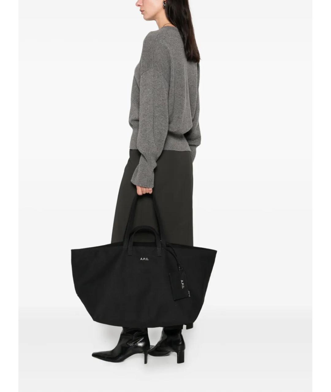 A.P.C. Черная хлопковая сумка тоут, фото 2