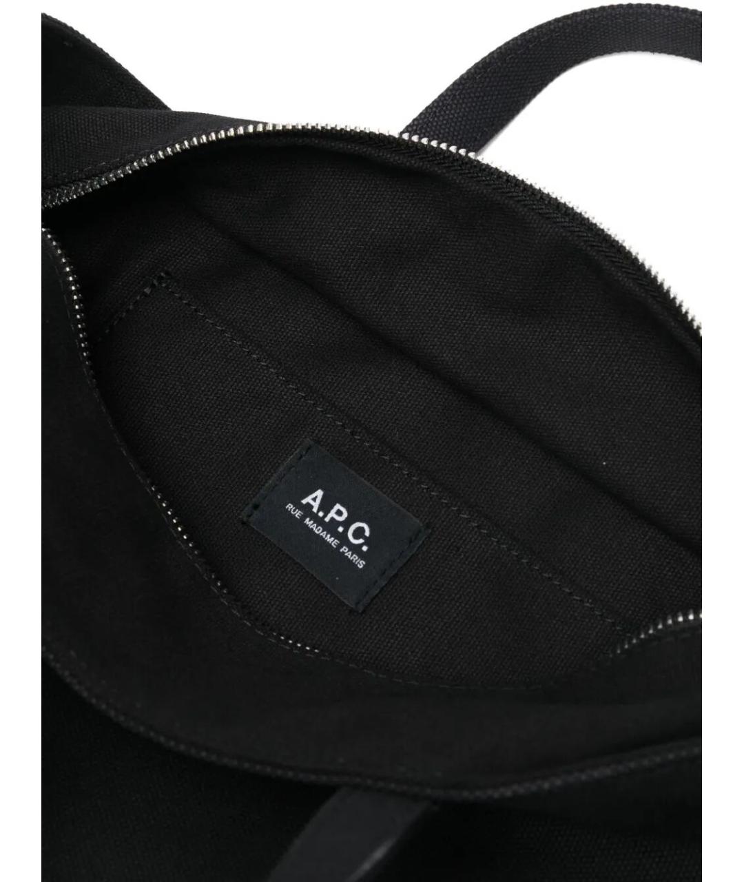 A.P.C. Черная хлопковая сумка тоут, фото 4
