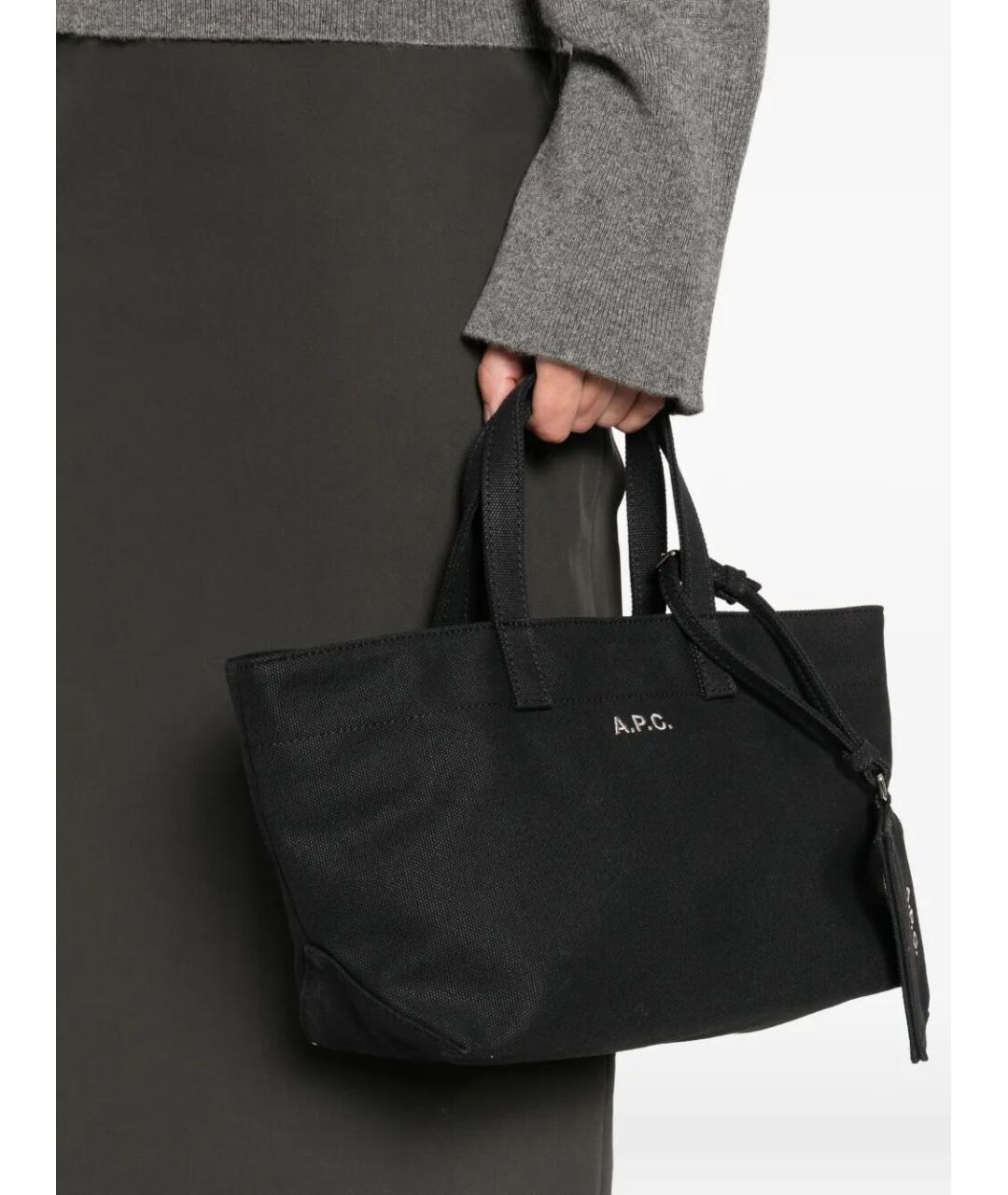 A.P.C. Черная хлопковая сумка тоут, фото 3