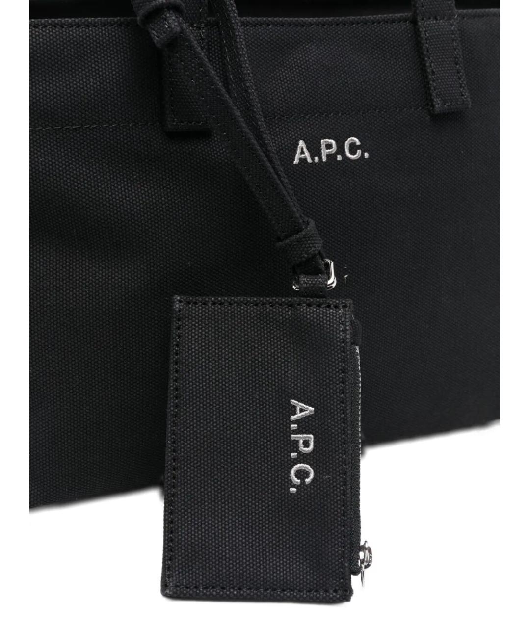 A.P.C. Черная хлопковая сумка тоут, фото 2